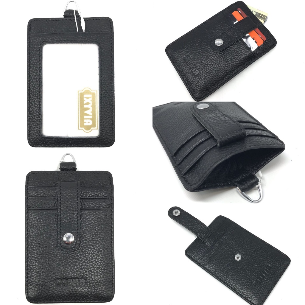 Leather Id Case ,Card Holder With Snap Closure